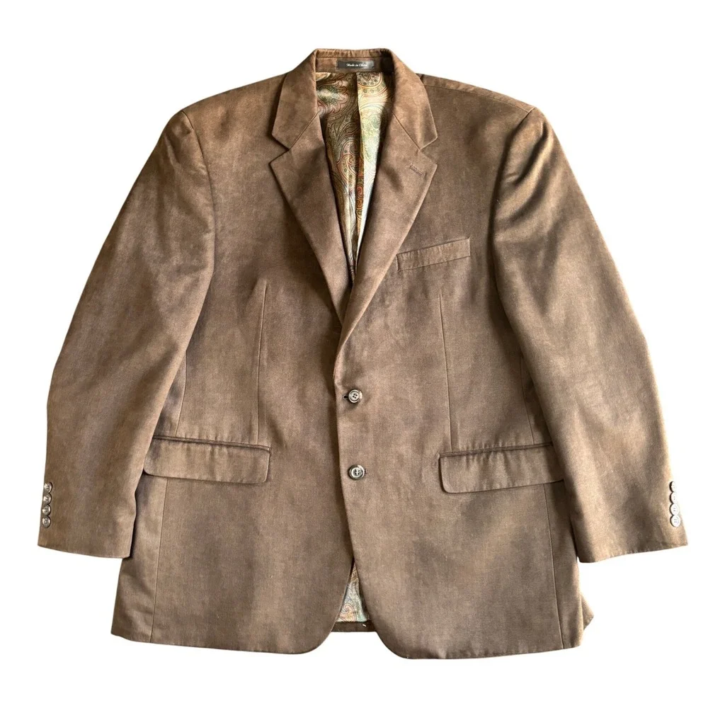 Lauren Ralph Lauren Mens Brown Faux Suede Two Button Blazer Sport‎ Coat 44R